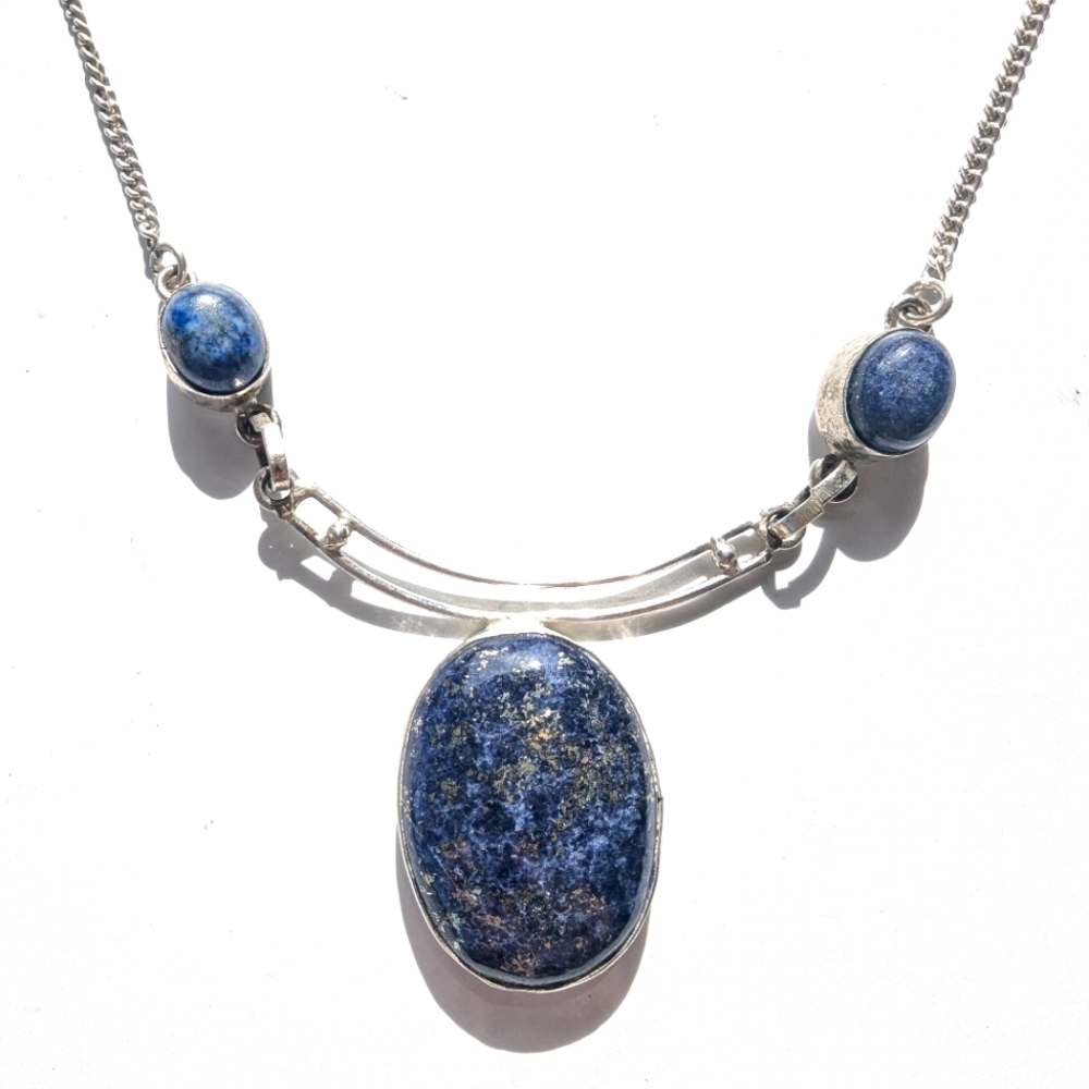 Lapis Lazuli MCM VINTAGE Sterling Silver Necklace 💙 Los Ballesteros TAXCO 16"